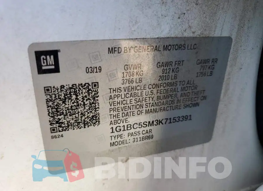 1G1BC5SM3K7153391 Photo# 13