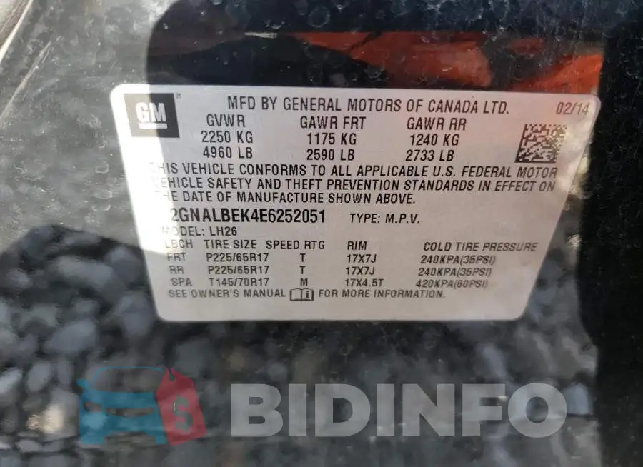 2GNALBEK4E6252051 Photo# 12