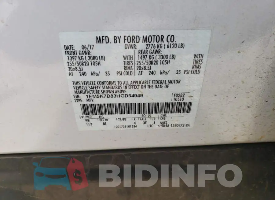 1FM5K7D83HGD34949 Photo# 14