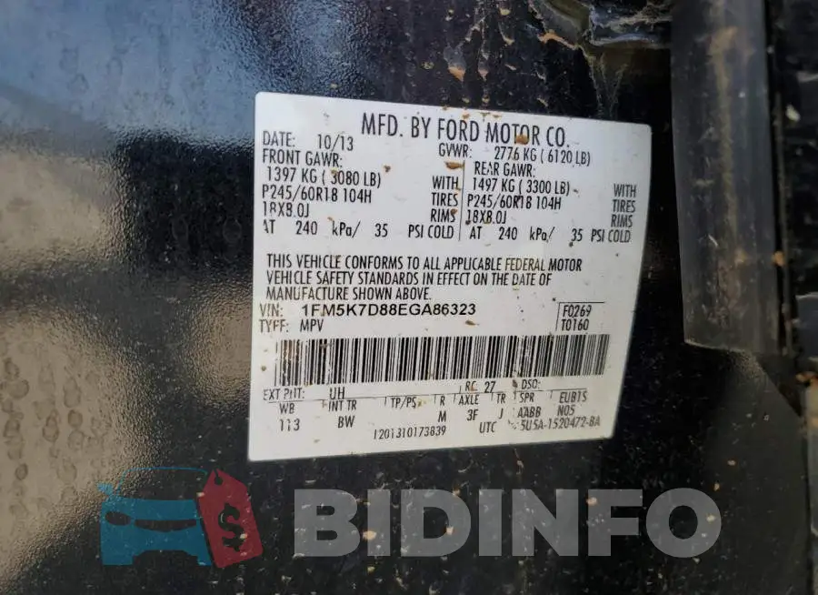 1FM5K7D88EGA86323 Photo# 13