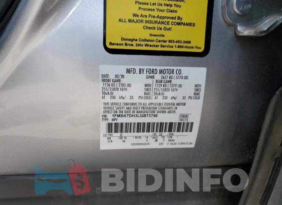 1FMSK7DH3LGB73790 Photo# 13