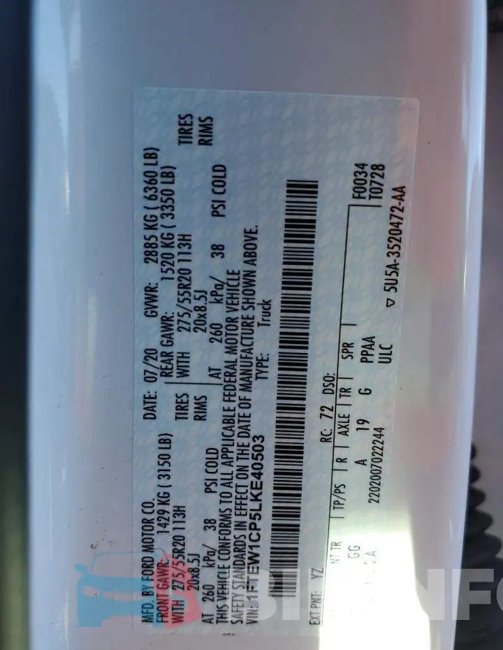 1FTEW1CP5LKE40503 Photo# 13