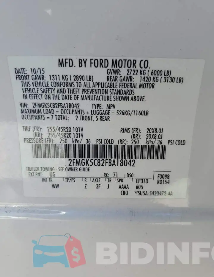 2FMGK5C82FBA18042 Photo# 12