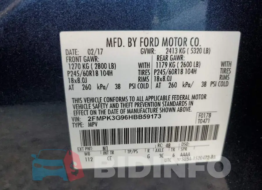 2FMPK3G96HBB59173 Photo# 13