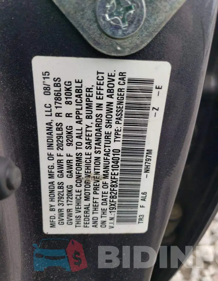 19XFB2F8XFE104010 Photo# 12