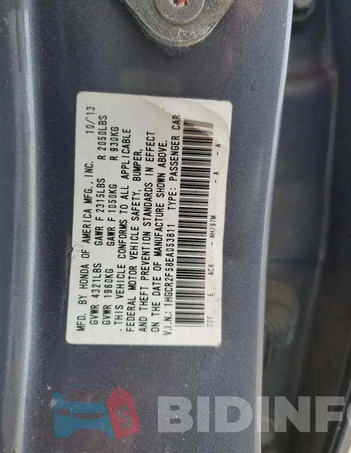 1HGCR2F58EA053811 Photo# 13