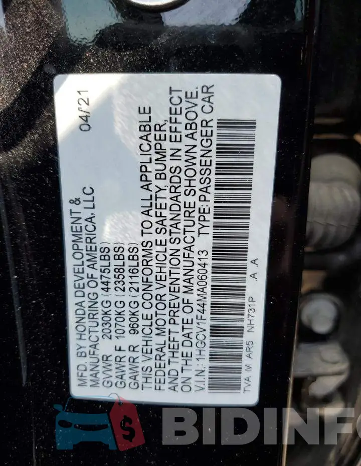1HGCV1F44MA060413 Photo# 13