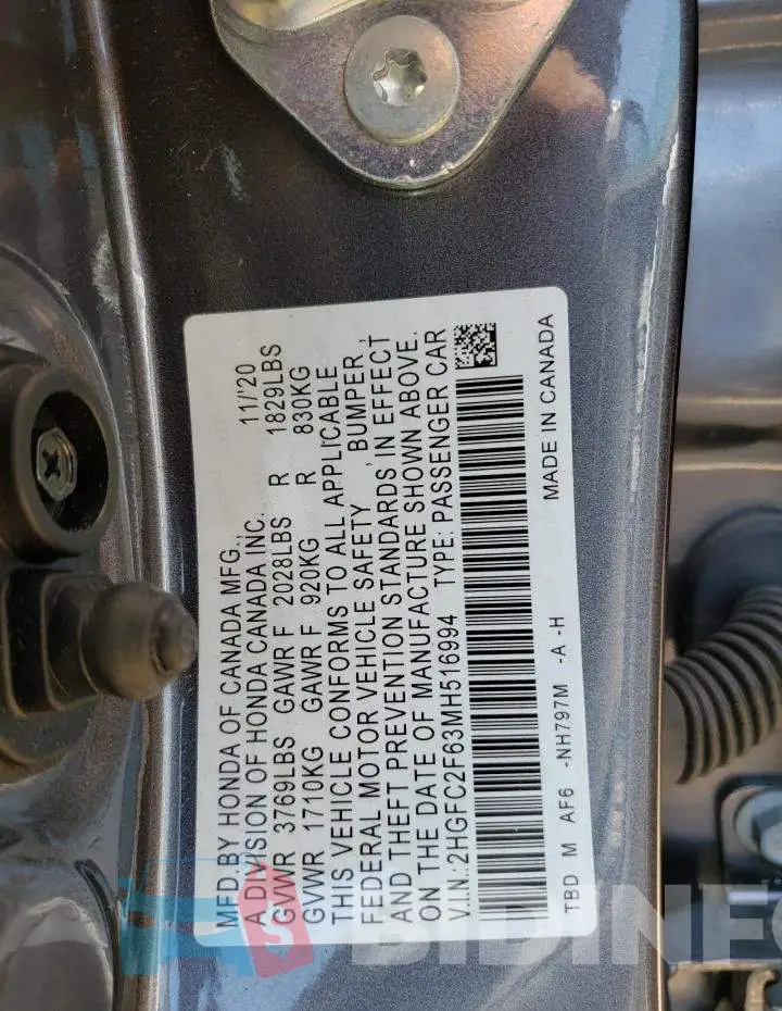 2HGFC2F63MH516994 Photo# 13