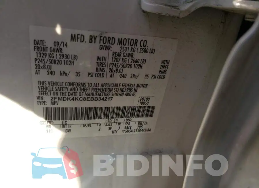 2FMDK4KC8EBB34217 Photo# 13