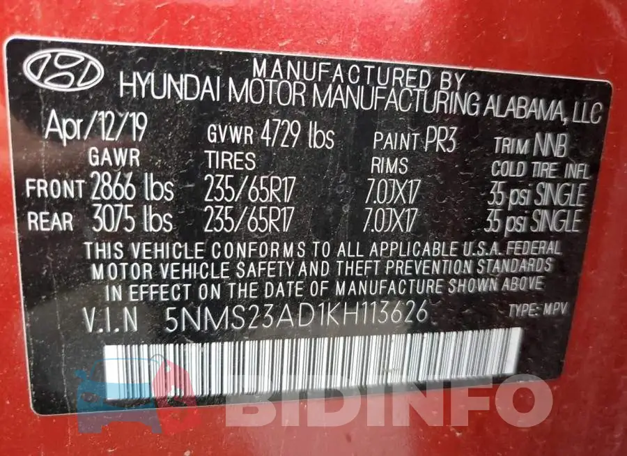 5NMS23AD1KH113626 Photo# 14