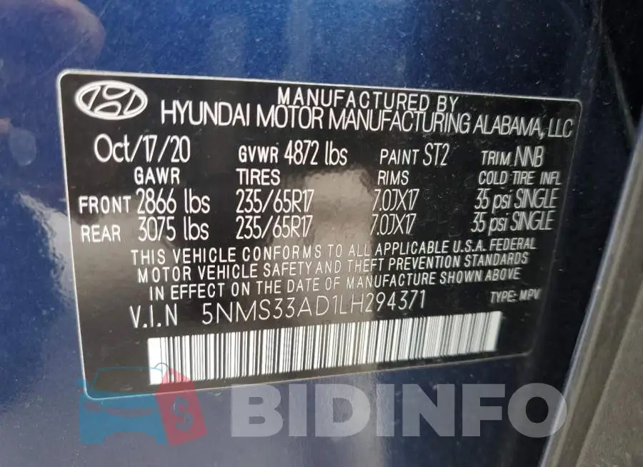 5NMS33AD1LH294371 Photo# 14
