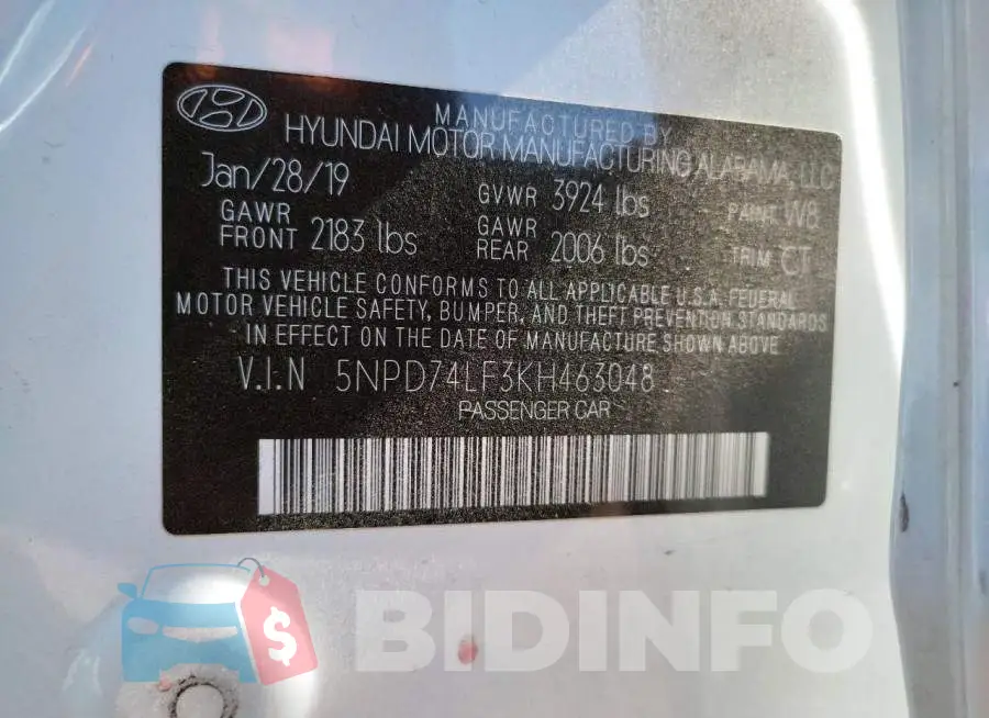 5NPD74LF3KH463048 Photo# 12