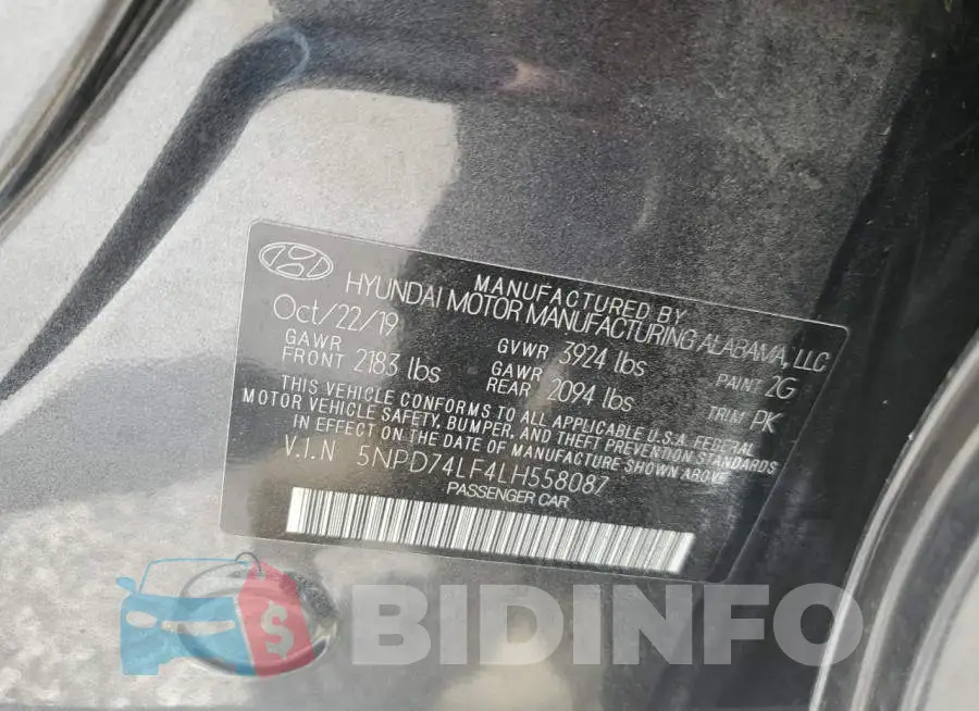 5NPD74LF4LH558087 Photo# 12