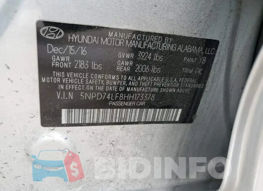 5NPD74LF8HH173378 Photo# 12