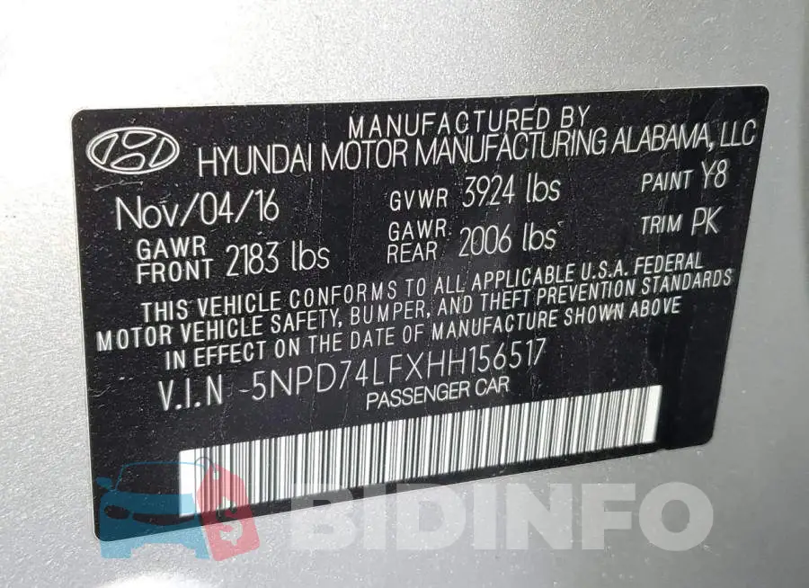 5NPD74LFXHH156517 Photo# 12