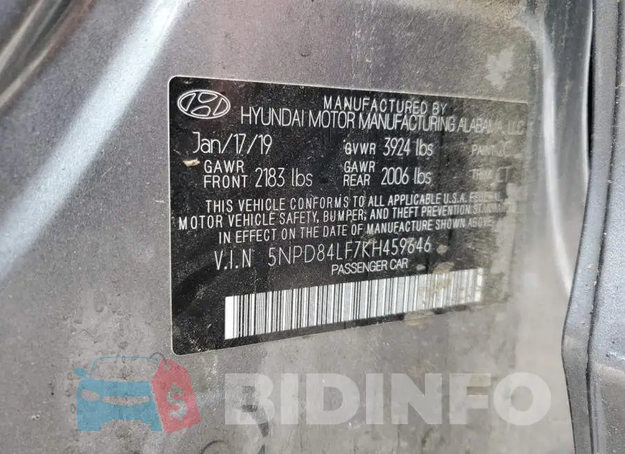 5NPD84LF7KH459646 Photo# 13
