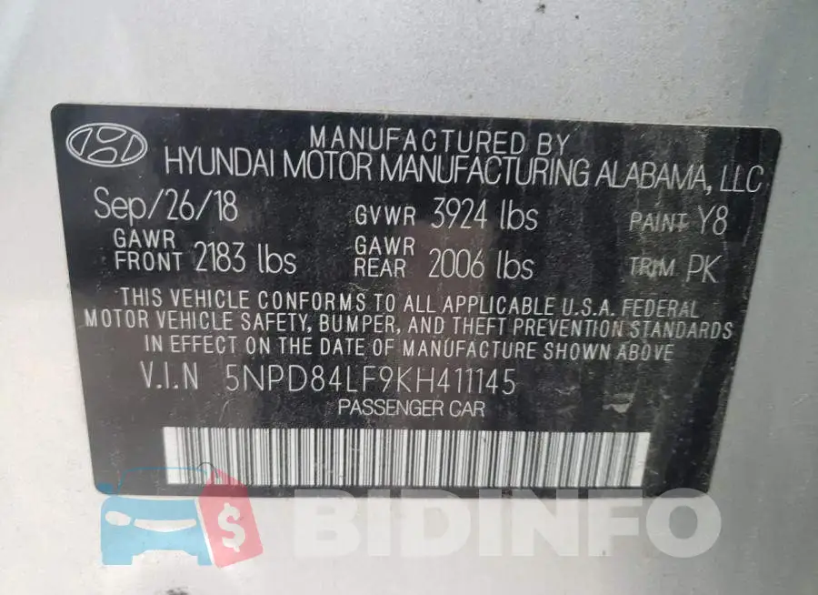 5NPD84LF9KH411145 Photo# 12