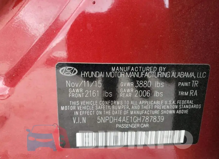 5NPDH4AE1GH787839 Photo# 12