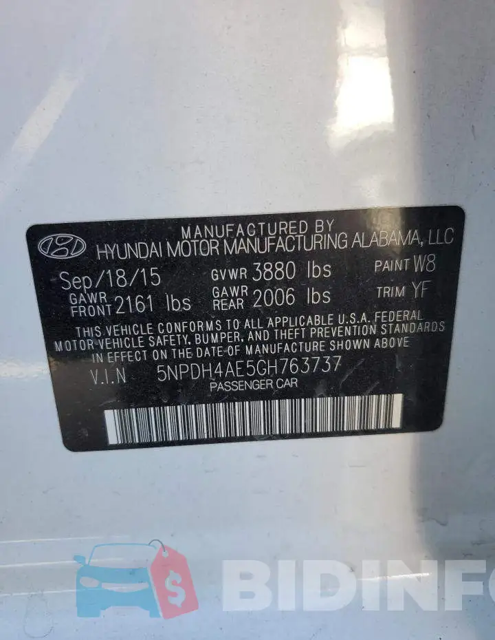 5NPDH4AE5GH763737 Photo# 12