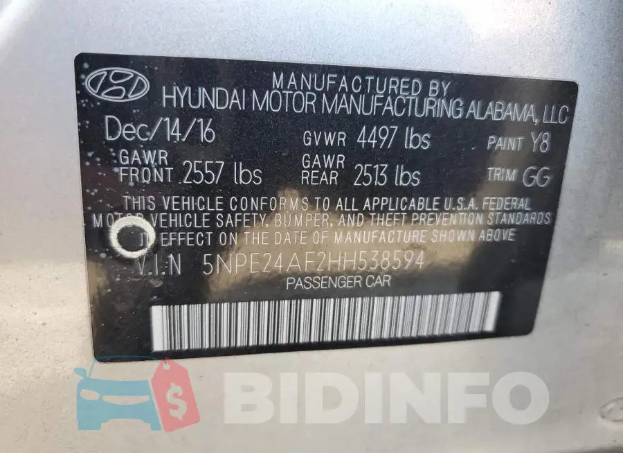 5NPE24AF2HH538594 Photo# 13