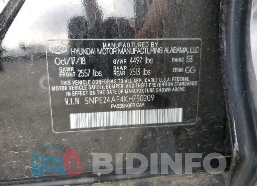5NPE24AF4KH750209 Photo# 13
