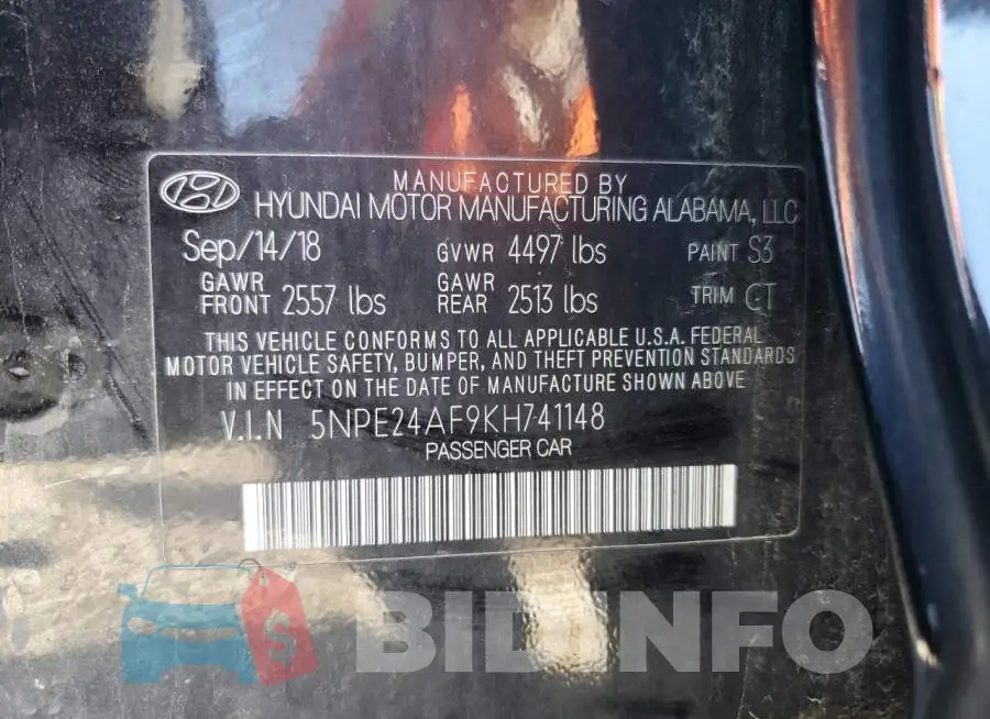5NPE24AF9KH741148 Photo# 13