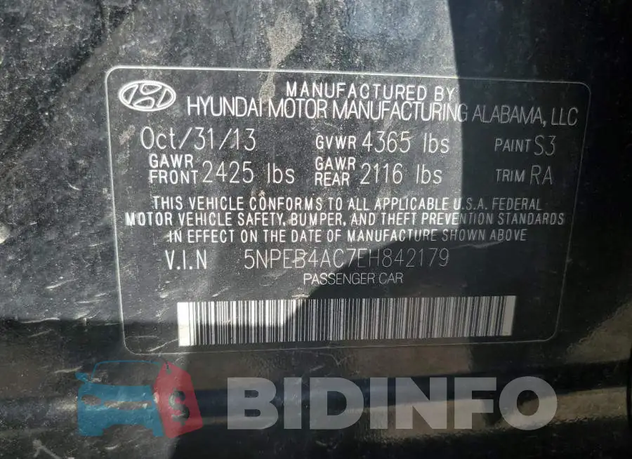 5NPEB4AC7EH842179 Photo# 13