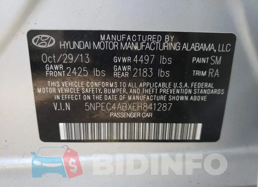 5NPEC4ABXEH841287 Photo# 10