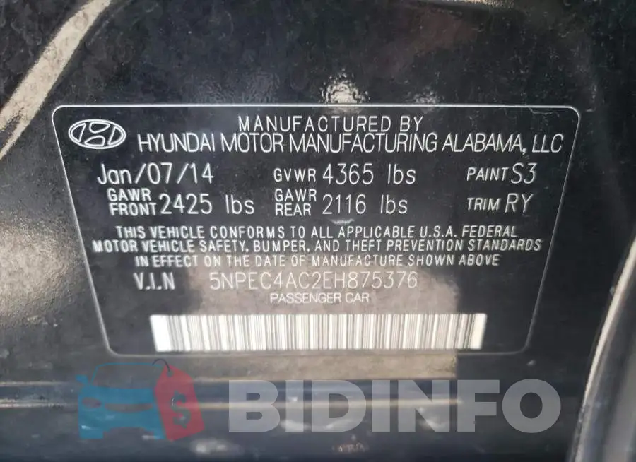5NPEC4AC2EH875376 Photo# 12
