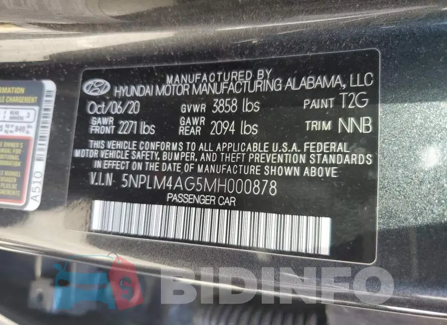 5NPLM4AG5MH000878 Photo# 12