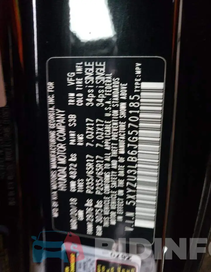 5XYZU3LB6JG570185 Photo# 12