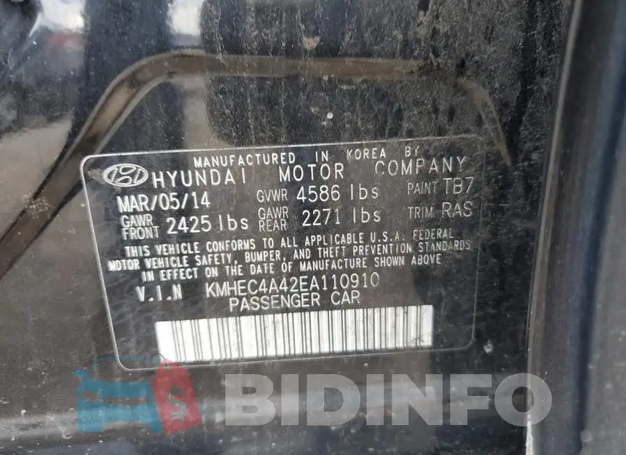 KMHEC4A42EA110910 Photo# 12