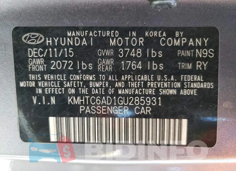 KMHTC6AD1GU285931 Photo# 12