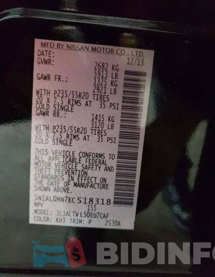 5N1AL0MN7EC518318 Photo# 13