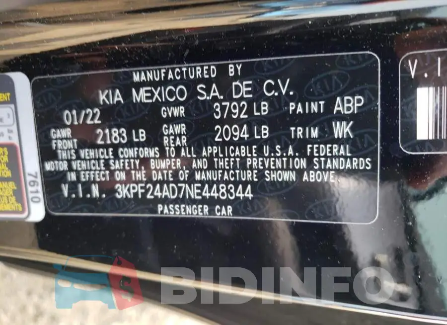 3KPF24AD7NE448344 Photo# 12