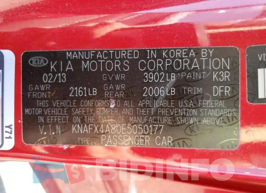 KNAFX4A80E5050177 Photo# 12