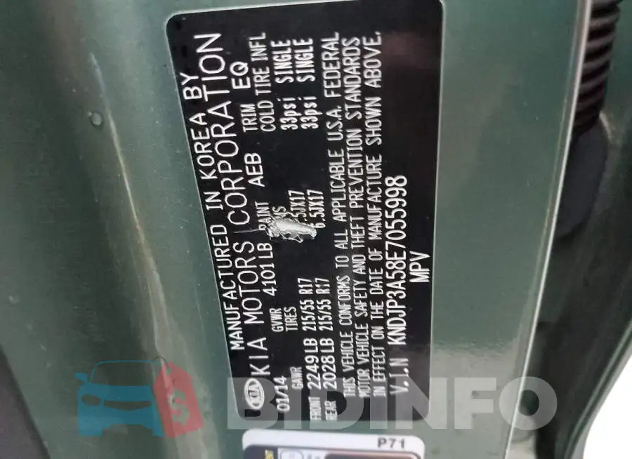 KNDJP3A58E7055998 Photo# 12