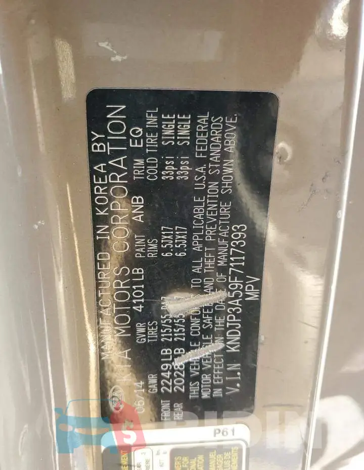 KNDJP3A59F7117393 Photo# 14