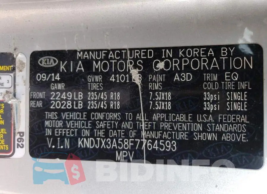 KNDJX3A58F7764593 Photo# 12