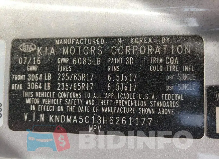 KNDMA5C13H6261177 Photo# 13