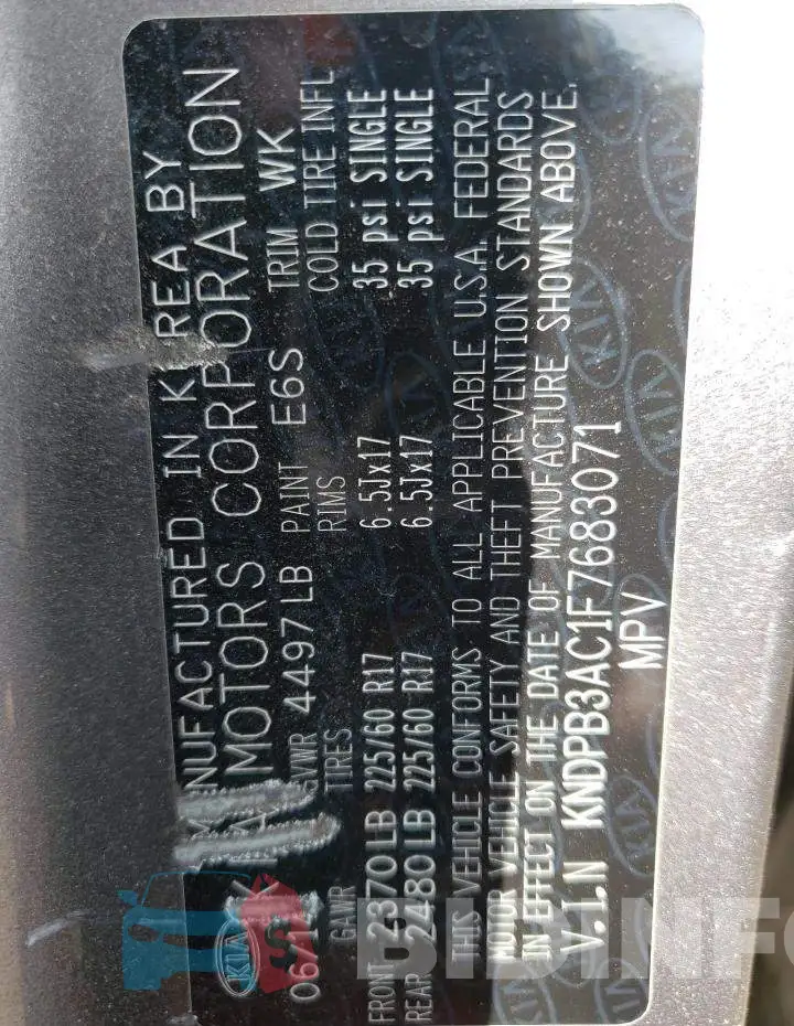KNDPB3AC1F7683071 Photo# 13