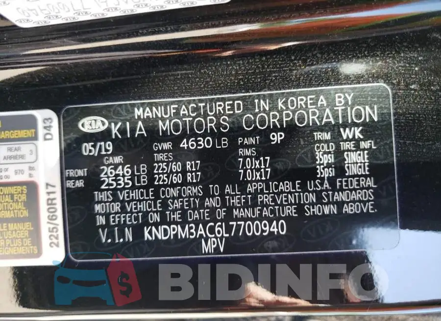 KNDPM3AC6L7700940 Photo# 13