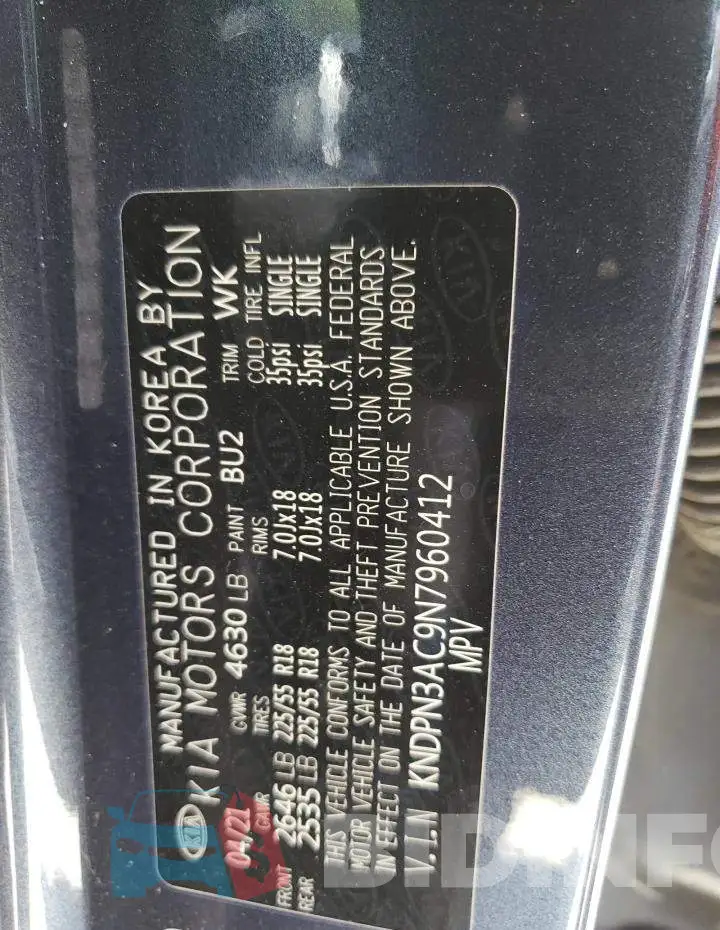 KNDPN3AC9N7960412 Photo# 13
