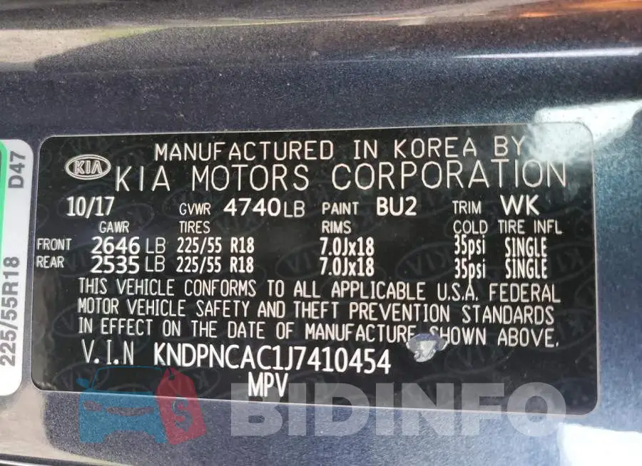 KNDPNCAC1J7410454 Photo# 13