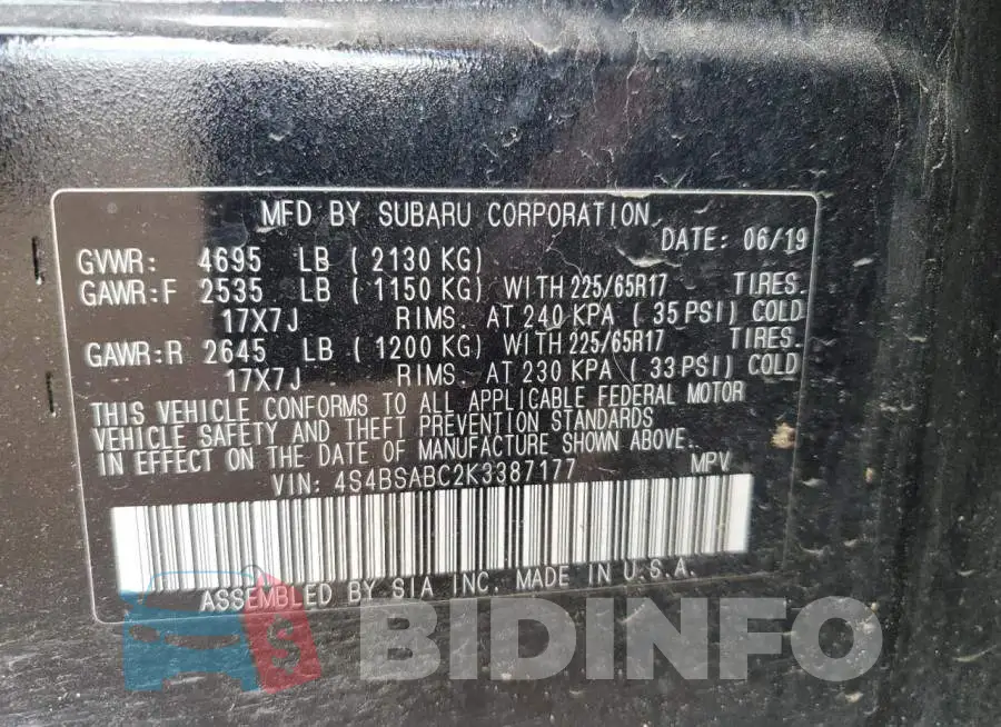 4S4BSABC2K3387177 Photo# 13