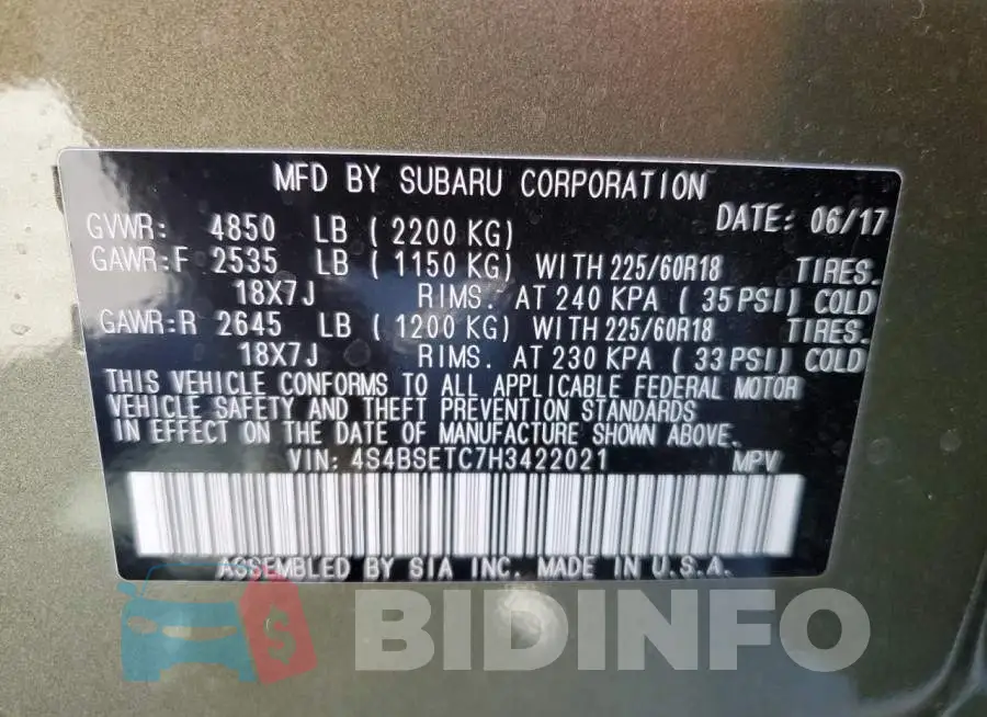 4S4BSETC7H3422021 Photo# 13