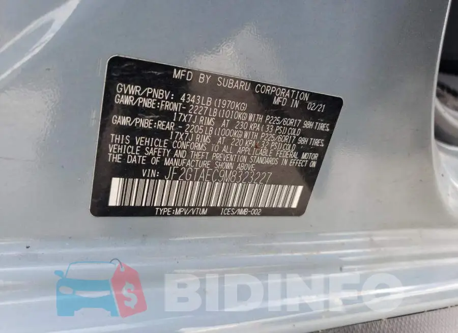 JF2GTAEC9M8323227 Photo# 12