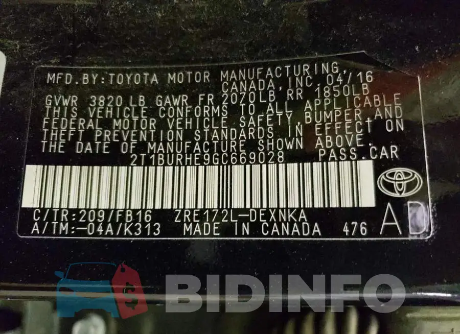 2T1BURHE9GC669028 Photo# 13