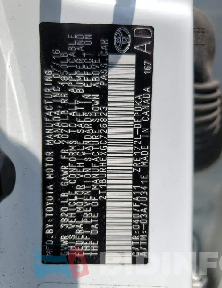 2T1BURHEXGC726823 Photo# 13