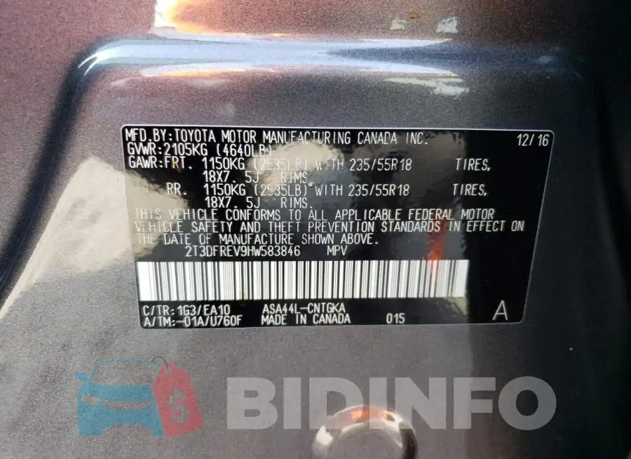 2T3DFREV9HW583846 Photo# 14